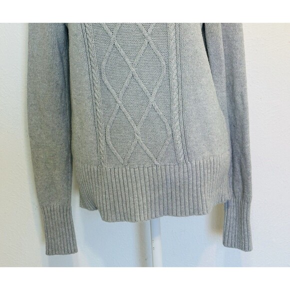 J. Crew Women Size L Mockneck Center Cable Knit Fisherman Sweater Winter Staple - Picture 3 of 11